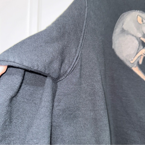 Port and Company Black Sweatshirt with Rat Design rats love small s - Picture 4 of 6
